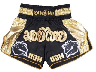 Short de boxe thaï Noir Personnalisé : KNSCUST-1063